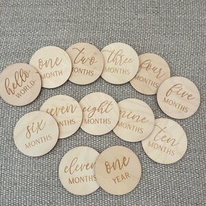 Wooden milestone marker circles.